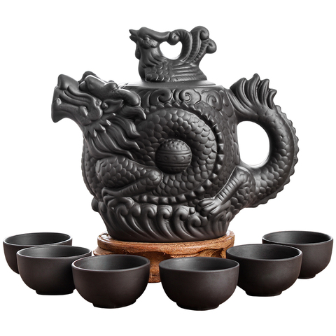 Yixing Zhu Ni-bouilloire à thé en céramique faite à la main, grande capacité, théière à sable violet, service à thé chinois ► Photo 1/6