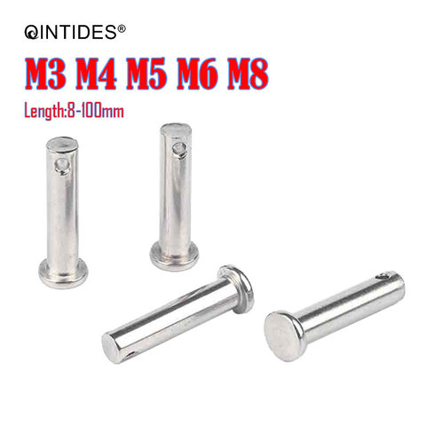 QINTIDES M3-M8 broches à chape avec tête 304 en acier inoxydable tête plate avec trou broche boulon M4 M5 M6 broches cylindriques ► Photo 1/4