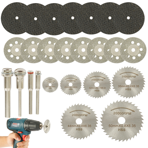 32 pièces lames de scie circulaire bois disque de coupe travail du bois diamant métal Dremel perceuse outil de coupe rotatif outils électriques accessoires ► Photo 1/6