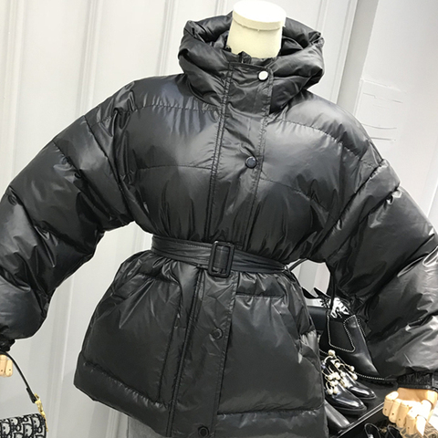 Veste d'hiver pour femmes, 6 couleurs, manteau chaud et décontracté, Parkas avec ceinture, à capuche, Style coréen, noir, nouvelle collection 2022 ► Photo 1/6