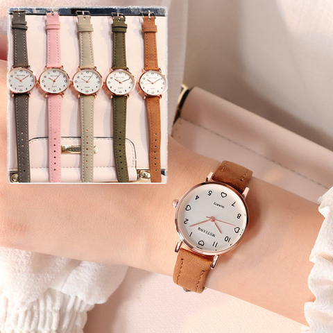 Femmes montres Simple Vintage petit cadran montre doux bracelet en cuir Sports de plein air horloge cadeau ► Photo 1/6