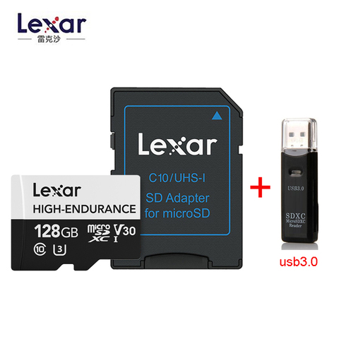 Lexar 32/64/128GB MicroSD C10 U3 enregistreur de conduite de voiture surveillance de la voiture mémoire U3 lecture 100 mo/s écriture 30 mo/s (haute endurance) ► Photo 1/6