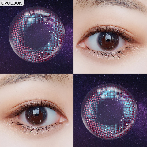 OVOLOOK-2pcs/paire de lentilles de Contact lentille de couleur des yeux galaxie Contacts colorés à 3 tons pour les yeux Contacts avec des lentilles de couleur ► Photo 1/6