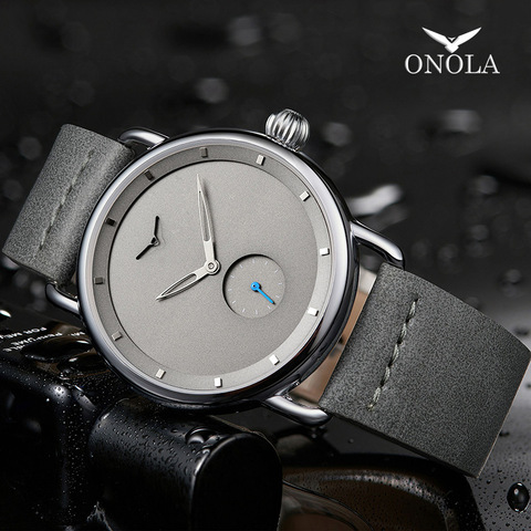 ONOLA – montre-bracelet à quartz en cuir pour homme, accessoire de luxe, simple, étanche ► Photo 1/6