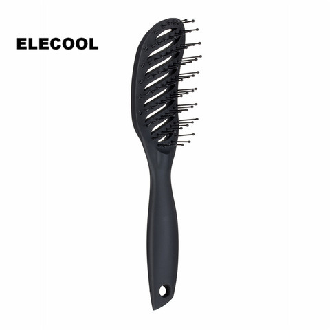 ELECOOL utilisation humide/sèche brosse à cheveux antistatique peigne à cheveux petit peigne incurvé avec poignée de texture mate peigne de Massage outils de coiffage ► Photo 1/1