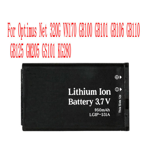 Batterie 950mAh LGIP-531A de haute qualité pour téléphone portable Optimus Net 320G VN170 GB100 GB101 GB106 GB110 GB125 GM205 GS101 KG280 5.0 ► Photo 1/2