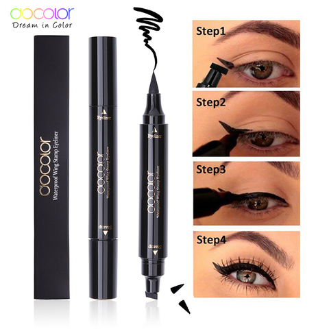 Docolor-Eye-Liner noir pour les yeux, crayon pour les yeux, résistant à l'eau, Double extrémité, pour les yeux, produit cosmétique ► Photo 1/6