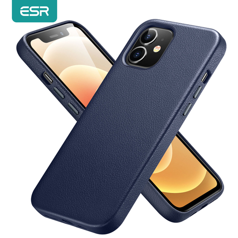 ESR pour iPhone 12 Pro Max housse en cuir pour iPhone 12 mini 12 Pro Max étui en cuir véritable pour iPhone 12 12Pro luxe noir ► Photo 1/6