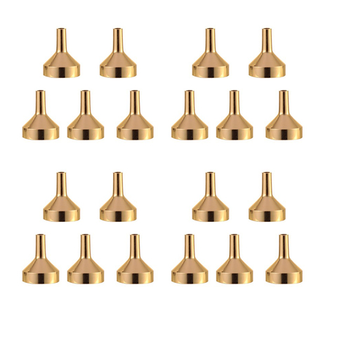 Lot de 10 Mini entonnoirs métalliques dorés pour le remplissage de petites bouteilles, transfert de liquide, parfum, huile essentielle ► Photo 1/4