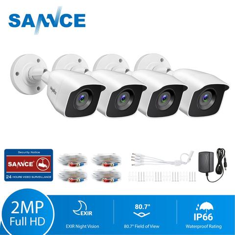 SANNCE – caméra de sécurité HD 2MP 1080P, système de sécurité, avec Vision nocturne infrarouge, enregistrement Audio, boîtier étanche, Kit blanc ► Photo 1/6