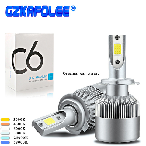 Ampoules de voitures, phares de voitures, lampe à led H16, LED h10 h7 h27, 9003 9004 9005 9006 9004 9007 5202, 12V 9012 K C6 H11, 2 pièces ► Photo 1/6