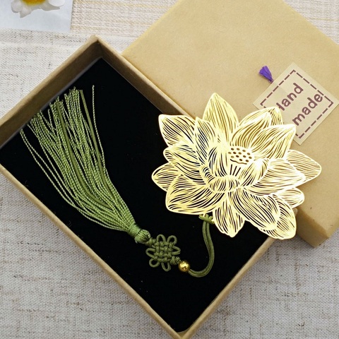 Style chinois métal creux signet Lotus Lotus feuille signet créatif papeterie Fine vacances cadeaux Art accessoires ► Photo 1/4