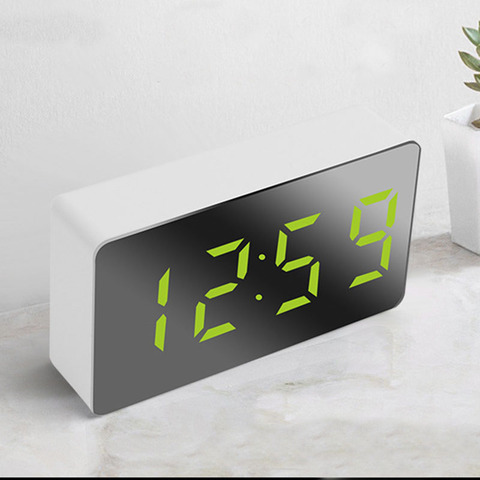 7*4CM Mini bureau réveil numérique miroir LED grand affichage chambre Snooze minuterie maison électronique Table horloge USB lumière constante ► Photo 1/5