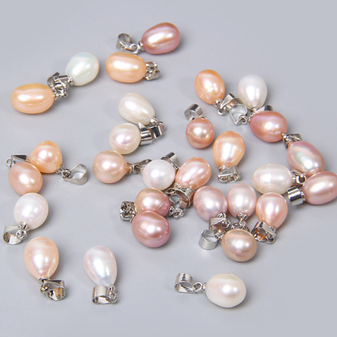 Pendentifs en perles d'eau douce, 10 pièces, naturel, blanc, rose, violet, champagne, perle, goutte d'eau, breloque pour la fabrication de bijoux, collier, boucle d'oreille ► Photo 1/6