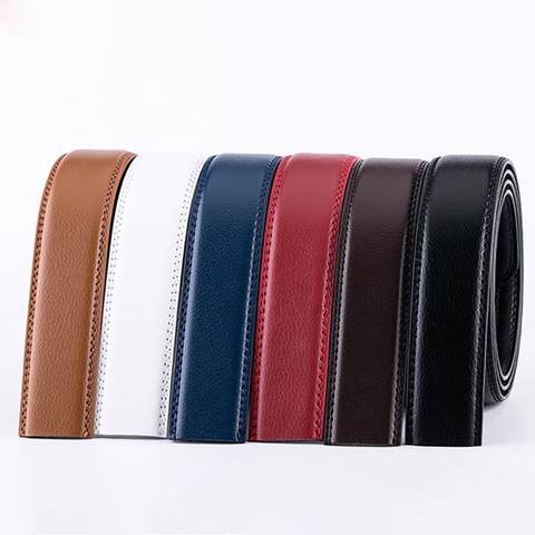 Ceinture en cuir véritable pour hommes, sans boucle, de vache, 3.5cm, bleu, rouge, café, marron, blanc et noir ► Photo 1/6