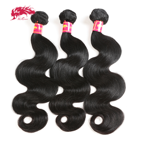 Tissage en lot Body Wave brésilien 100% naturel-Ali Queen, cheveux vierges, couleur naturelle, 8-30 pouces, 3 pièces ► Photo 1/6