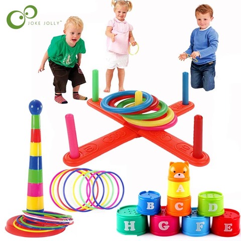 Virole, tasse et cercle de sport à empiler, couches à empiler, jeu de lancer, jouet interactif Parent-enfant, jouets d'extérieur, ZXH ► Photo 1/6