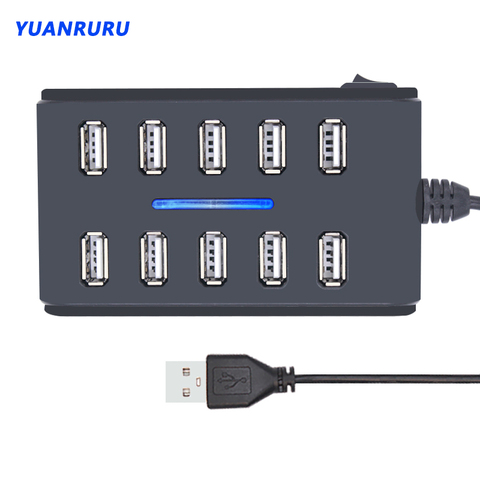 Hub USB 2.0 à 10 ports 2.0, haute vitesse, séparateur Multiple USB 2.0 pour ordinateur portable ► Photo 1/6