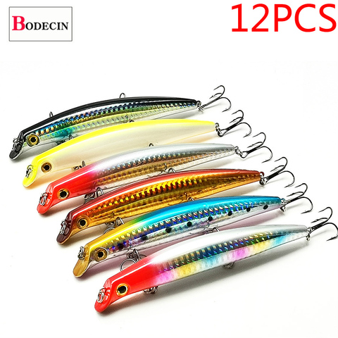 12 appâts flottants Isca Popper carpe/dur/Laser/gros/appâts artificiels matériel de pêche/leurre pour la pêche à la traîne/brochet Wobblers de mer ► Photo 1/6