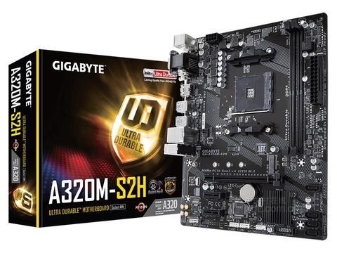 Carte mère Gigabyte A320M S2H M-ATX AMD A320/DDR4/M.2/USB3.1/STAT3.0/SSD, prise de canal AM4, carte mère AM4, nouveauté ► Photo 1/4