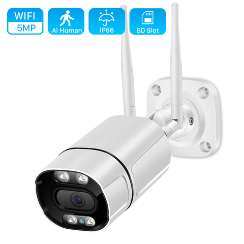 Caméra de surveillance extérieure IP Wifi HD 5MP/1080P, dispositif de sécurité domestique sans fil, couleur, avec ia, Vision nocturne infrarouge, Audio et détection humaine ► Photo 1/6