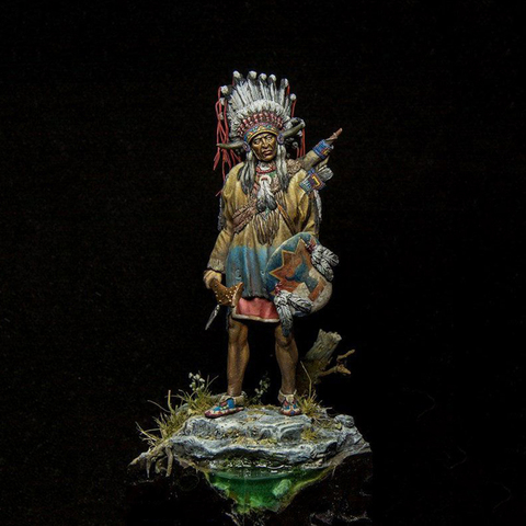 Support en résine pour homme ancien, figurine de guerrier, kits de modèles miniatures gk non assemblé et non peint, 1/24 ► Photo 1/1