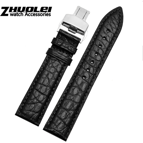 Bracelet de montre en cuir de Crocodile, haute qualité, pour marque, 12 13 14 15 16 17 18 19 20 21 22 23 24mm ► Photo 1/6