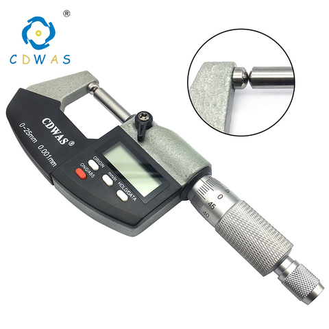 Micromètre externe numérique 0-25mm 0.001mm, jauge métrique à Double tête ronde, outil de mesure précis avec boîte ► Photo 1/3