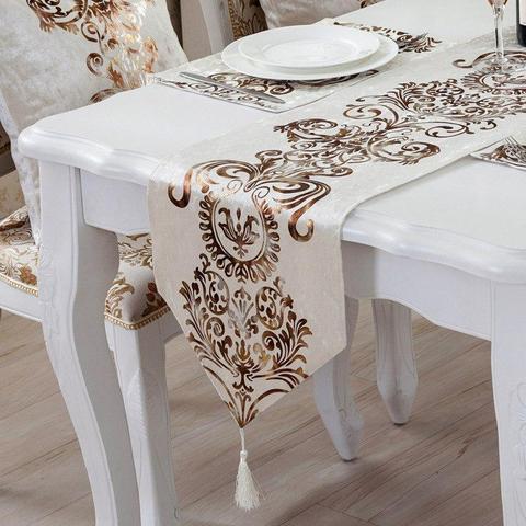 Chemin de Table brodé de luxe, 6 styles, décoration moderne pour fête de mariage, nappe en dentelle pour dîner ► Photo 1/1