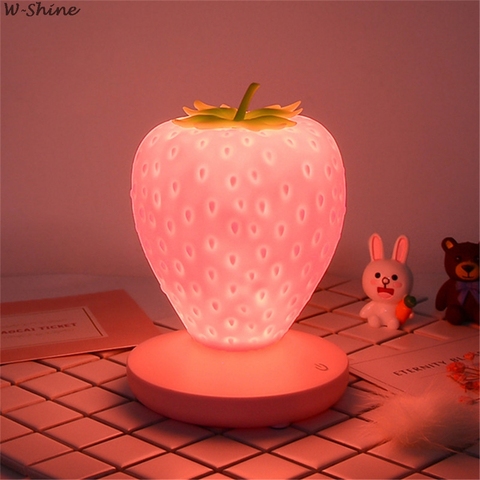 Tactile Dimmable LED veilleuse Silicone fraise veilleuse USB lampe de chevet pour bébé enfants enfants cadeau chambre décoration ► Photo 1/6