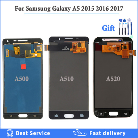 Peut ajuster la luminosité LCD pour Samsung Galaxy A5 2017 2016 2017 A520 A500 A510 LCD affichage écran tactile numériseur assemblée + outils ► Photo 1/6