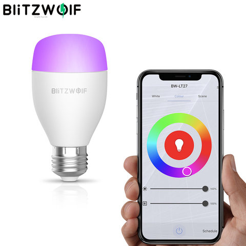 BlitzWolf – ampoule LED intelligente Wifi AC100-240V RGB + CW 9W E27, fonctionne avec Alexa Google Assistant IR télécommande ► Photo 1/6