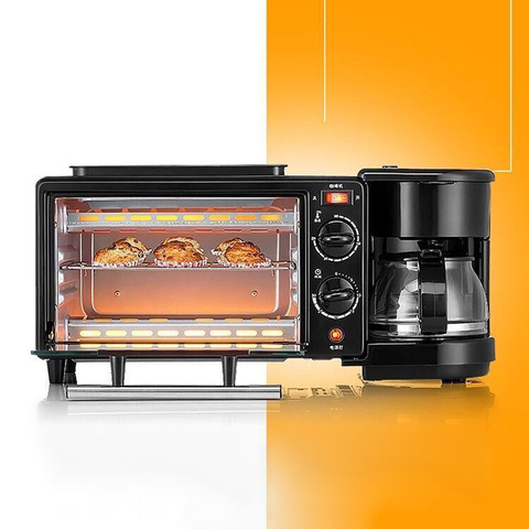 Ménage trois en un petit déjeuner Machine pain grille-pain four petit déjeuner Machine à café entièrement automatique ► Photo 1/1