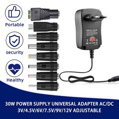 3V 4.5V 5V 6V 7.5V 9V 12V 2A 2.5A AC adaptateur cc adaptateur secteur réglable chargeur universel alimentation 30W ► Photo 1/6