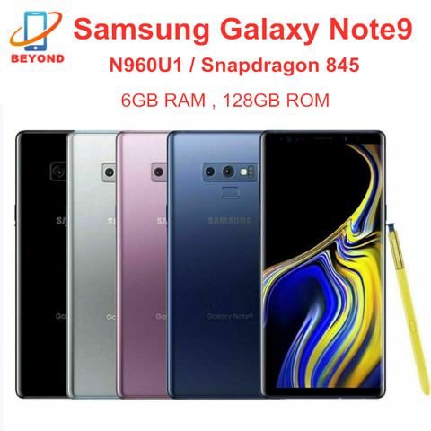 Samsung Galaxy Note9 N960U1 N960U téléphones portables 128GB ROM 6GB RAM LTE Octa Core 6.4 'NFC Snapdragon 845 téléphone portable d'origine ► Photo 1/6