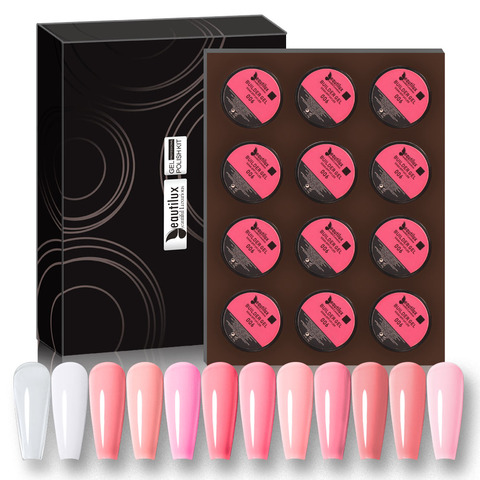 Beautilux Dur Constructeur Gel Kit 12 pièces UV LED Clair Camouflage Rose Coffret Gel Imbibent Nivelant Ongles Art Design Gel de Constructeur ► Photo 1/6