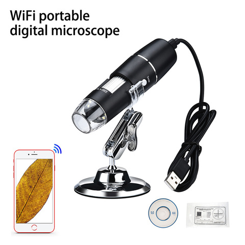 Caméra de loupe de Microscope de Wifi de Microscope d'usb numérique 1000X 8LED w/support pour le Microscope numérique d'ipad d'iphone d'android IOS ► Photo 1/6