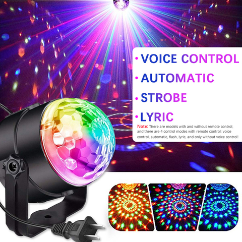 Boule magique Disco rotative activée par le son, lumières Laser 6W RGB LED pour fête de mariage et noël ► Photo 1/6