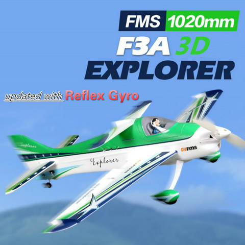 FMS – Avion radiocommandé F3A Explorer 3D vert 4CH 3S, 1100MM, 1.1M, avec réflexe, Gyro PNP, modèle d'avion de loisir ► Photo 1/6