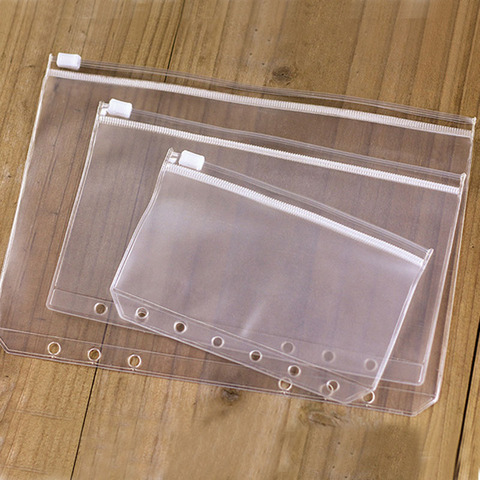 Pochettes transparentes en PVC pour classeur, dossiers à fermeture