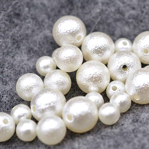 Perles Imitation peau froissée, ABS, trou droit, rond, acrylique, ample, pour la fabrication de bijoux, 4-20mm ► Photo 1/6