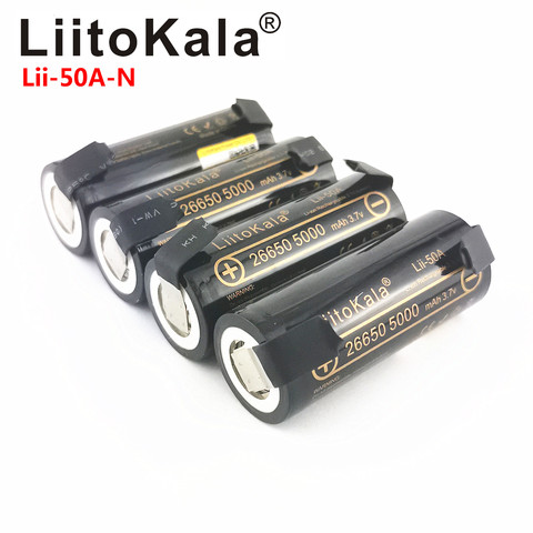 LiitoKala Lii-50A 26650 5000 mAh batterie au lithium, 3.7 V 5000 mAh, 26650 batterie rechargeable, 26650-50A adapté + bricolage feuilles de Nickel ► Photo 1/4