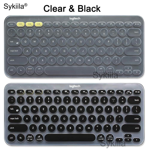 Housse de clavier pour Logitech K380, en Silicone TPU, sans fil, Transparent, noir clair, EU, US, mince, anglais ► Photo 1/6