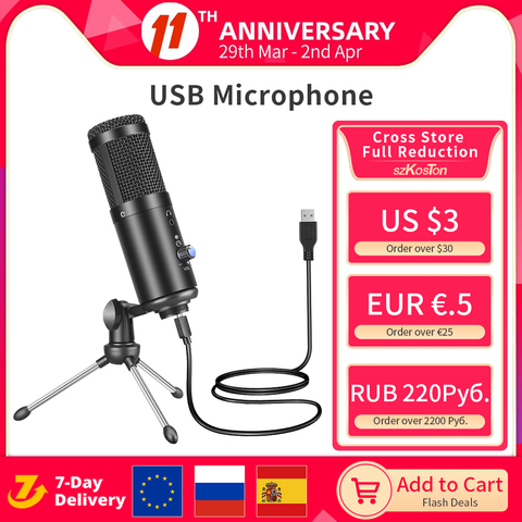 Microphone professionnel de condensateur de studio de Microphone d'usb de F1 pour le support de micro de chant de karaoké de jeu de Streaming d'enregistrement d'ordinateur de PC ► Photo 1/6