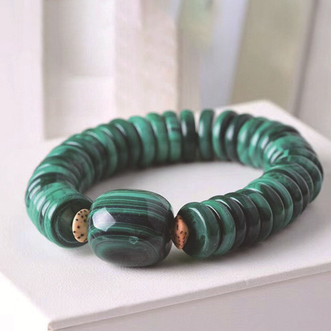 Bracelets en pierre naturelle Malachite authentique, perles de roue avec seau, pour femmes et hommes, bijoux à un tour ► Photo 1/5