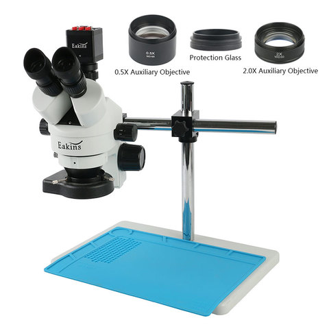 Microscope trinoculaire stéréo à caméra numérique VGA HDMI 1080P, simulateur de focale d'objectif, 3,5 x – 90x, éclairage LED pour soudage et réparation d'iphone ► Photo 1/6