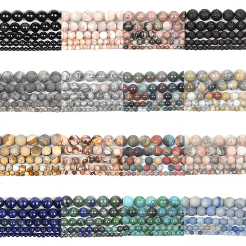Perles rondes en pierre naturelle 4-12MM, 45 Styles, Quartz mat, Amazonite, pour la fabrication de bijoux, Bracelets à breloques, DIY ► Photo 1/6