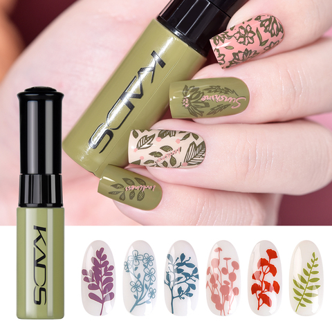 KADS 1pc Nail Art estampage vernis timbre plaque impression vernis stylo peintures laque pour manucure modèle Lacker bleu vernis à ongles ► Photo 1/6