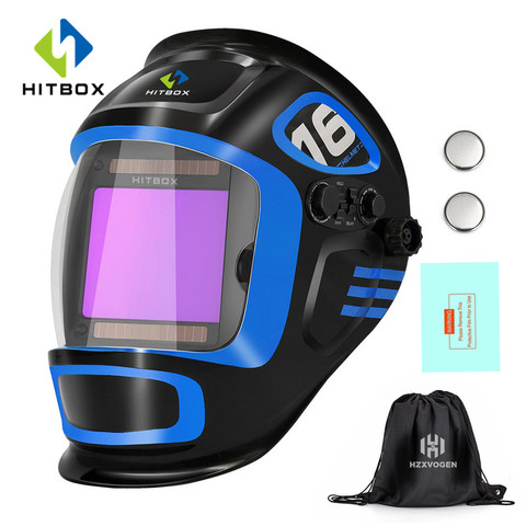 HITBOX casque de soudage Auto assombrissement masque réglable grande vue numérique professionnel Protection oculaire qualité casque de soudage ► Photo 1/6