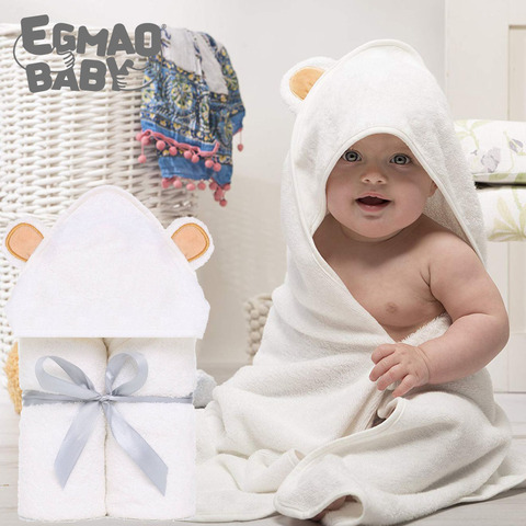 Ensemble de serviettes pour bébés en bambou organique, serviette pour le bain de bébé, à capuche pour nouveau-né Extra doux et épais ► Photo 1/6